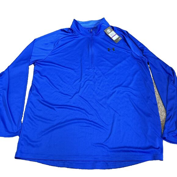 Under Armour Shirt HeatGear XXL Blue Pull Over Quarter Zip Performance LS - Picture 1 of 10